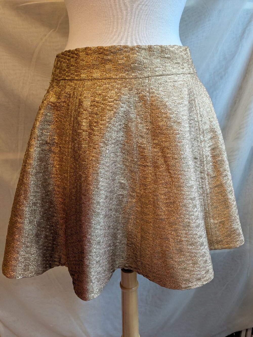 Rag & Bone Textured Metallic Gold Circle Mini Skirt size 10